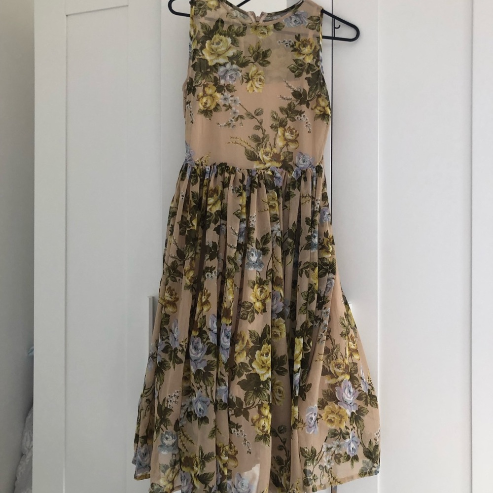 ASOS Floral Midi Dress - Yellow and Blue